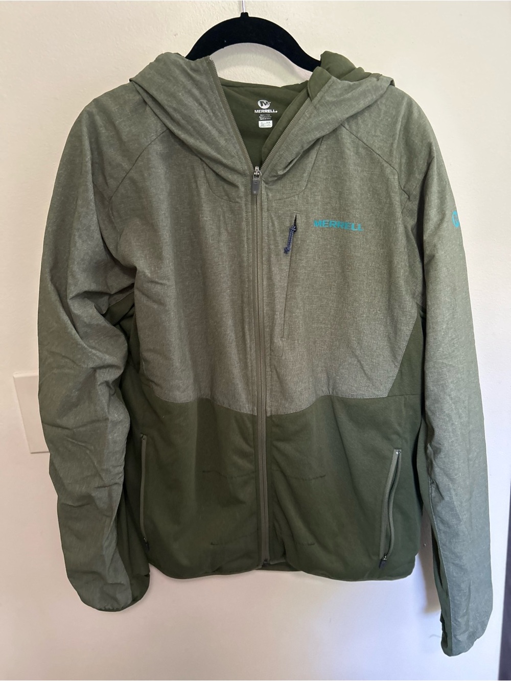 Merrell Two-Tone Olive Green Hooded Lightweight Jacket